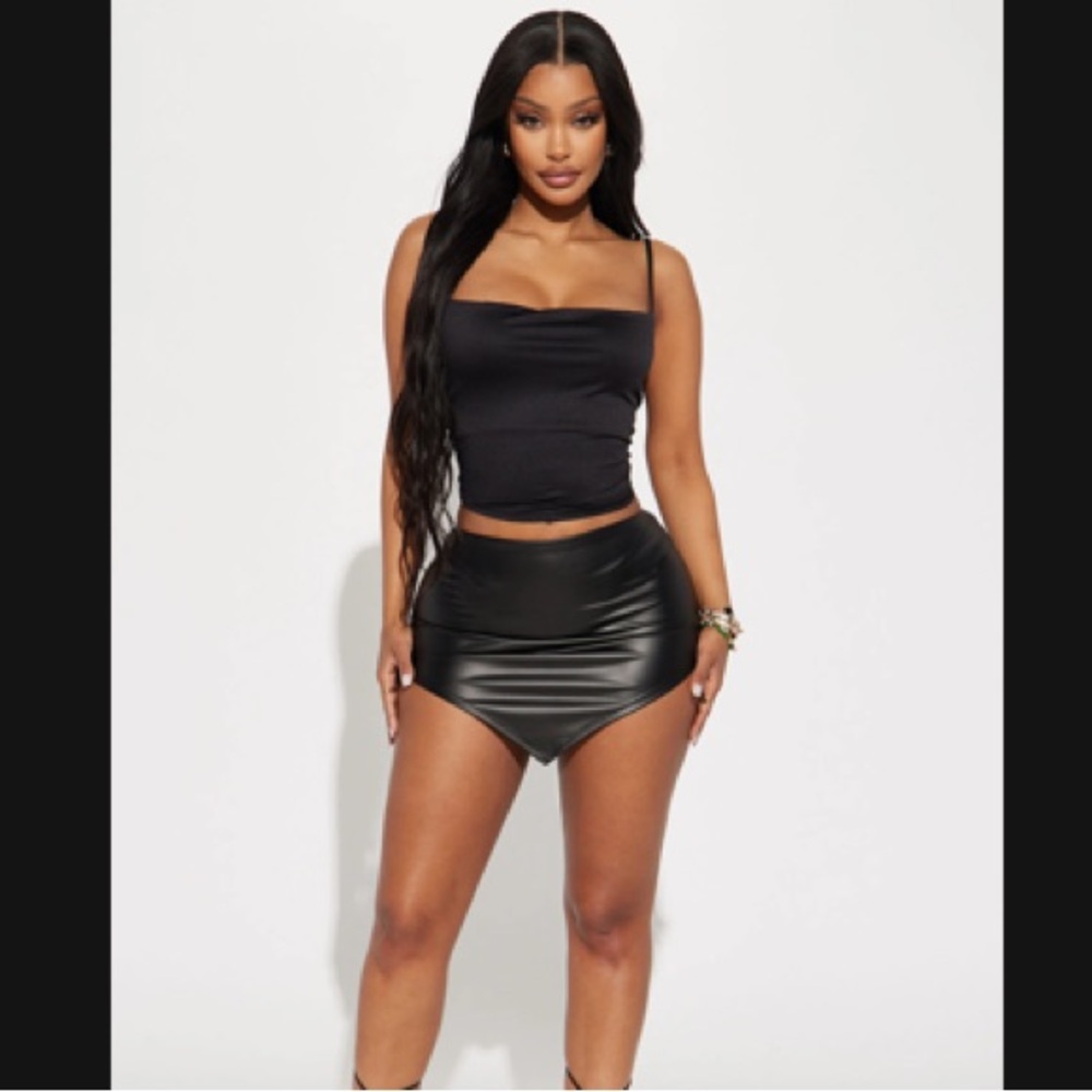 Black Leather Skort